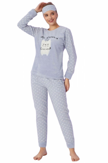 Pijama dama cocolino pufoasa si calduroasa imprimeu Big dream gri