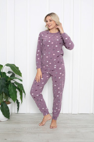 Pijama cocolino dama imprimeu stelute mov