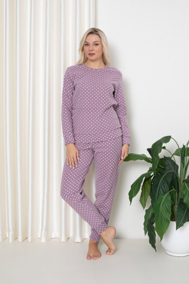 Pijama cocolino dama imprimeu buline mov