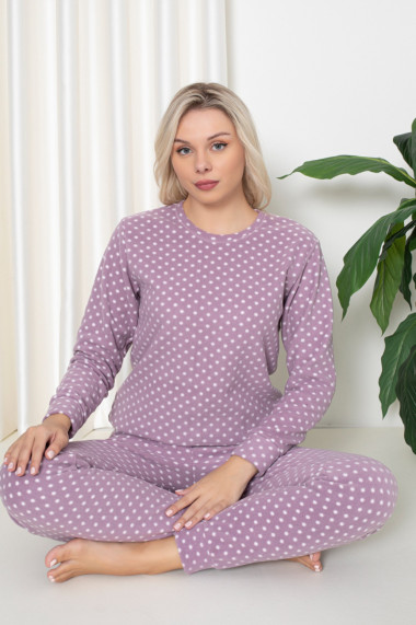 Pijama cocolino dama imprimeu buline mov