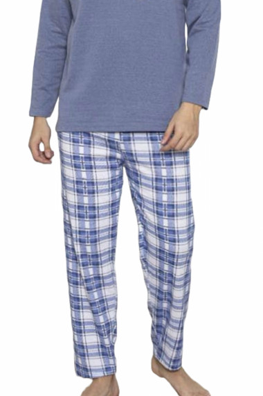 Pijama barbati bumbac vatuit maneci si pantaloni lungi S legend albastru