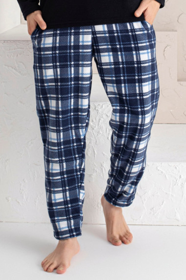 Pijama barbati cocolino material soft polar moale si calduros buzunare laterale bleumarin