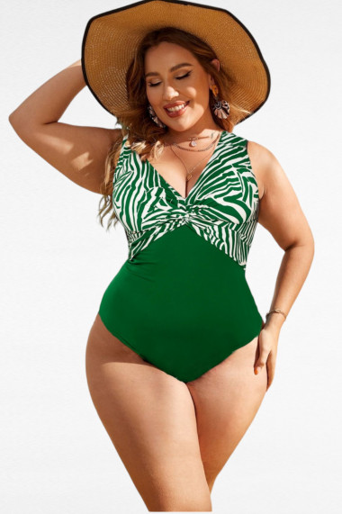 Costum baie intreg dama cu efect modelator marime mare verde Copacabana