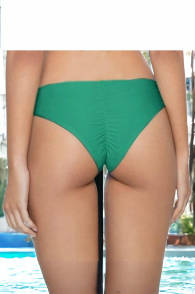 Costum de baie din 2 piese slip brazilian cu incretitura sutien cu snur reglabil verde Malibu