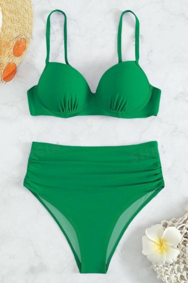 Costume de baie din 2 piese slip cu talie inalta verde Embody basic