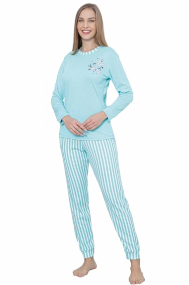 Pijama dama bumbac imprimeu butterfly albastru 2049