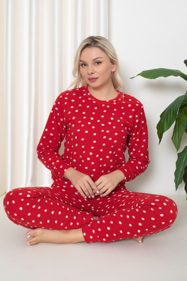 Pijama cocolino dama imprimeu Craciun buline rosu 12