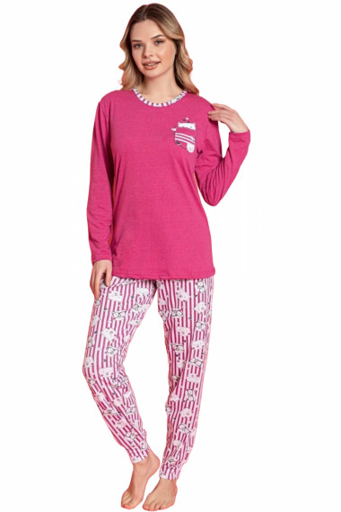 Pijama dama bumbac imprimeu ursulet roz 814