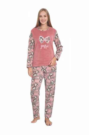 Pijama cocolino dama imprimeu Joyful corai 322