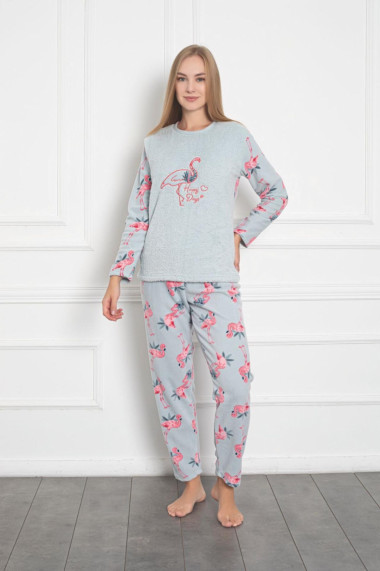 Pijama cocolino dama imprimeu Flamingo vernil 320