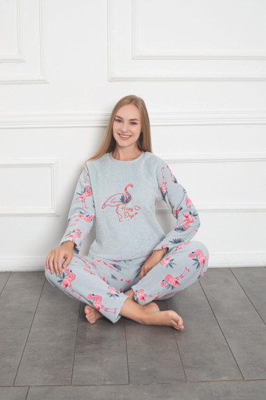 Pijama cocolino dama imprimeu Flamingo vernil 320