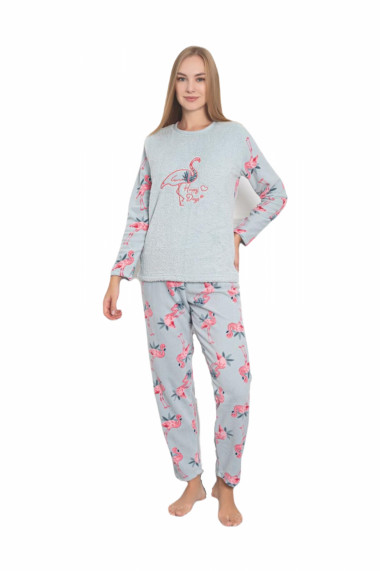 Pijama cocolino dama imprimeu Flamingo vernil 320