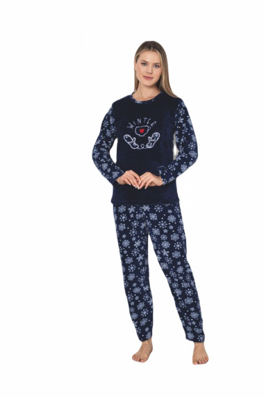 Pijama cocolino dama imprimeu Craciun stelute winter bluemarin 308