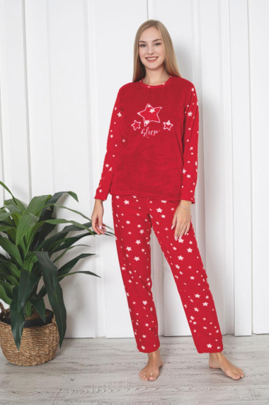 Pijama cocolino dama imprimeu stelute sleep rosu 305