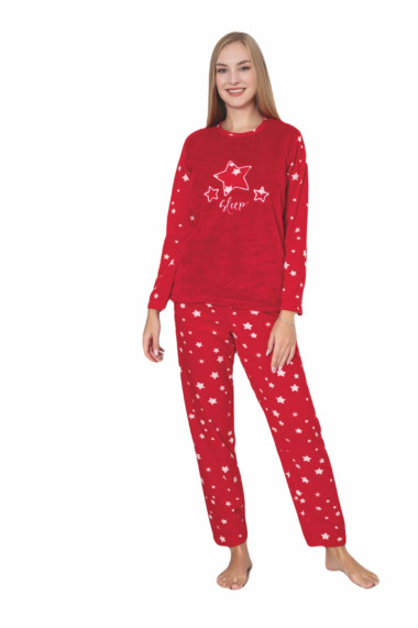 Pijama cocolino dama imprimeu stelute sleep rosu 305