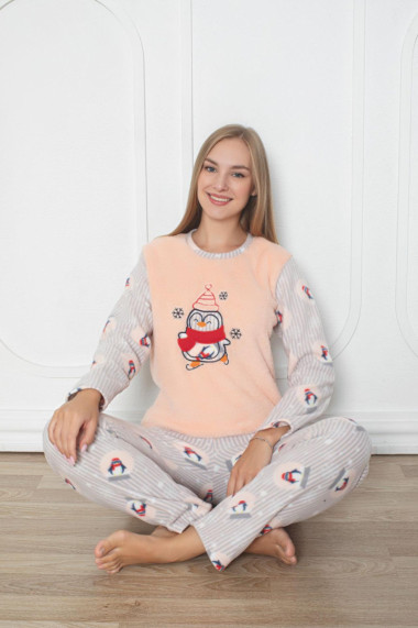 Pijama cocolino dama imprimeu Craciun pinguin fericit corai 304