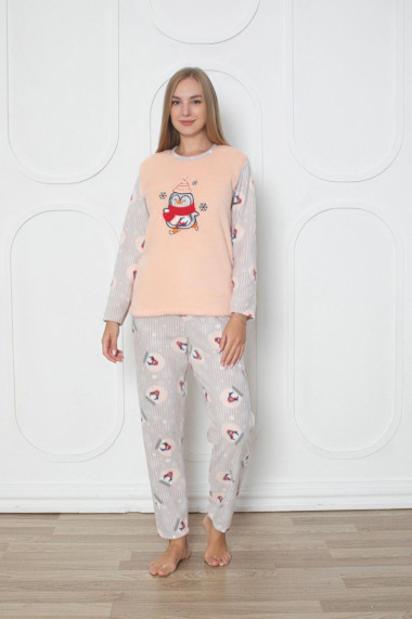 Pijama cocolino dama imprimeu Craciun pinguin fericit corai 304