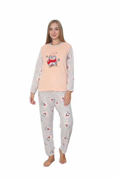 Pijama cocolino dama imprimeu Craciun pinguin fericit corai 304