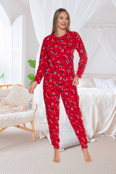 Pijama cocolino dama soft polar imprimeu Cadou de Craciun rosu 510