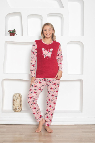 Pijama cocolino dama imprimeu fluture roz 324