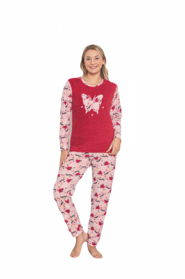 Pijama cocolino dama imprimeu fluture roz 324