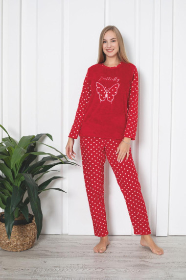 Pijama cocolino dama imprimeu Butterfly rosu 307