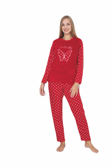 Pijama cocolino dama imprimeu Butterfly rosu 307