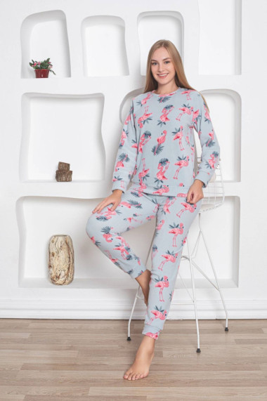 Pijama cocolino dama soft polar imprimeu Flamingo vernil 520