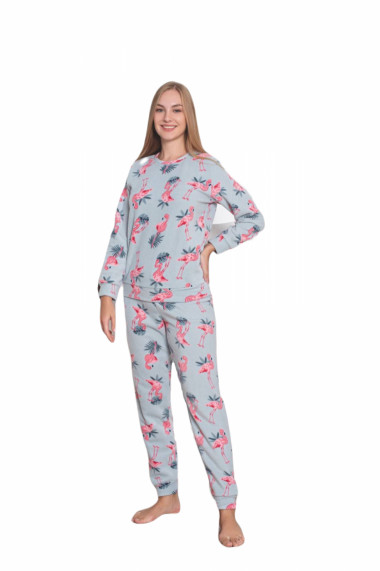 Pijama cocolino dama soft polar imprimeu Flamingo vernil 520