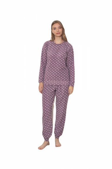 Pijama cocolino dama soft polar imprimeu buline mov 503