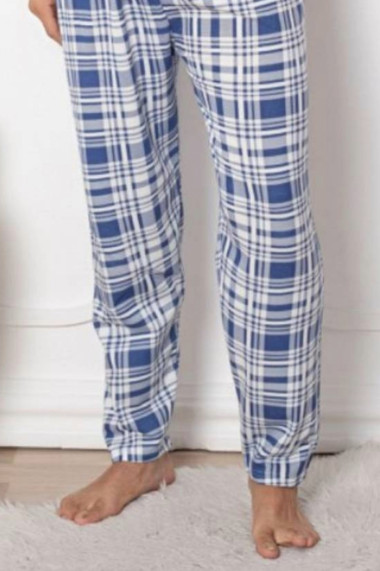 Pijama barbat bumbac vatuit marime mare maneci si pantaloni lungi grace bleumarin 15267