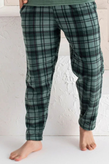 Pijama barbat cocolino material soft polar moale si calduros cu buzunare verde 7212