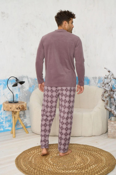 Pijama barbati cocolino material pufos si calduros California mov gri 9608