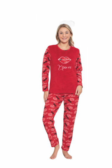 Pijama cocolino dama imprimeu Kiss rosu 321