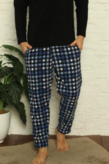 Pijama barbat cocolino soft polar moale si caldurosa cu buzunare bleumarin 7208