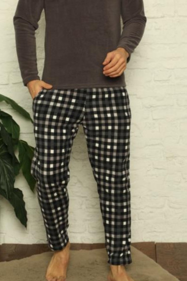 Pijama barbat cocolino soft polar moale si caldurosa cu buzunare gri 7208