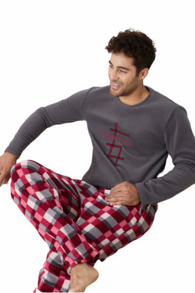 Pijama barbati cocolino cu buzunare material pufos si calduros complicated gri 9615