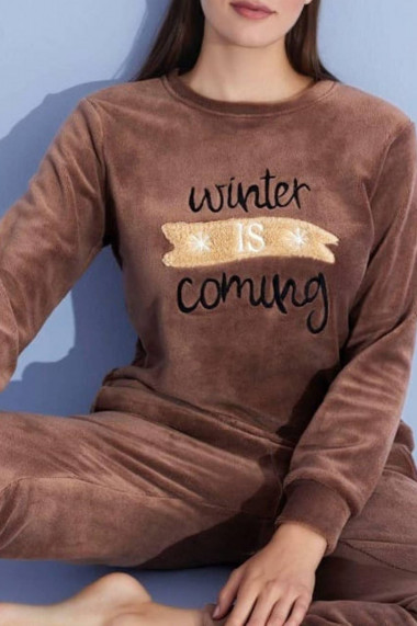 Pijama cocolino dama ultra soft polar imprimeu Winter is coming Craciun maro 90606