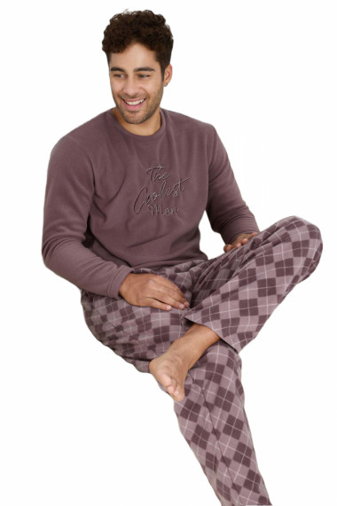 Pijama barbati cocolino cu buzunare material pufos si calduros coolest men mov gri 9607