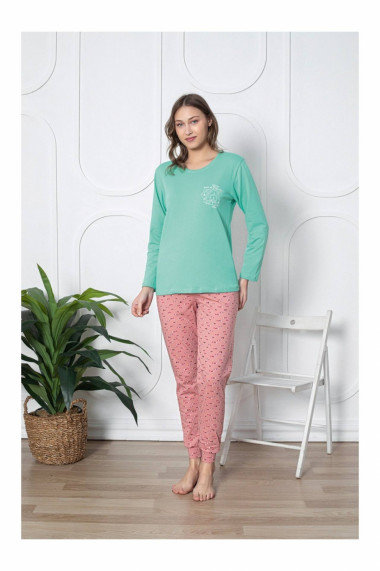 Pijama dama bumbac calitativ fin roz vernil 310