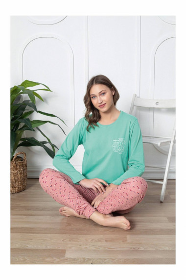 Pijama dama bumbac calitativ fin roz vernil 310