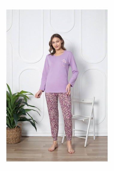 Pijama dama bumbac calitativ fin mov 316