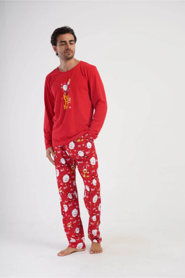 Pijama barbat de Craciun bumbac calitativ rosu Ho Ho Ho