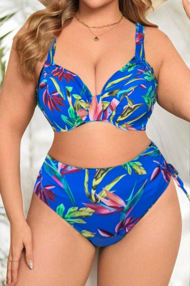 Costume baie dama doua piese marime mare albastru Sabrina lm054