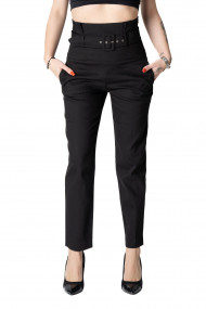 Pantaloni Dama Cu Talie Inalta Negri Allison