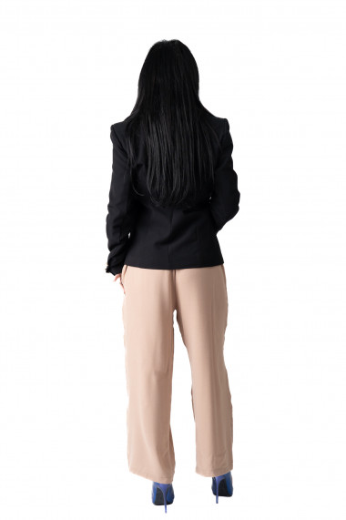 Pantaloni de vara absolut indispensabili - Palazzo crem cu talie elastica si cordon!