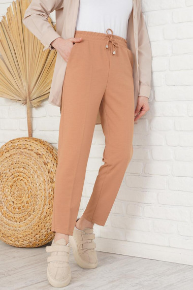 Pantaloni Dama Gabriella Cu Elastic In Talie Bej