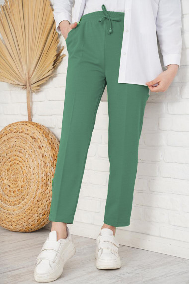 Pantaloni Dama Gabriella Cu Elastic In Talie Verde Inchis