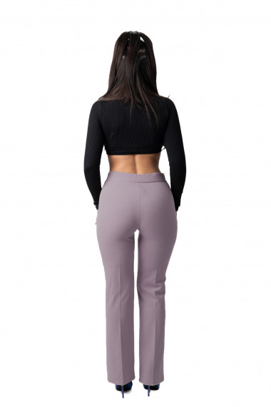 Pantaloni Eleganti Gri cu Talie Inalta Madelyn