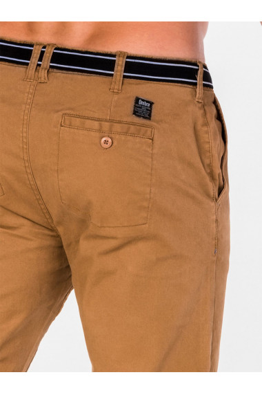 Pantaloni scurti pentru barbati camel casual model de vara slim fit buzunare laterale - P402